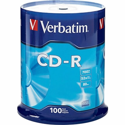 Verbatim 94554 CD Recordable Media - CD-R - 52x - 700 MB - 100 / Pack - 120mm - 1.33 Hour Maximum Recording Time 700MB/80MIN. 