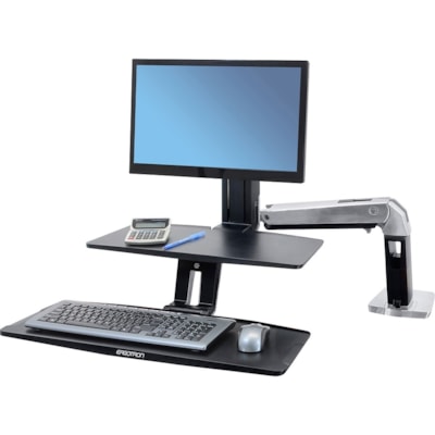 Ergotron Mounting Arm for Keyboard, Flat Panel Display - Black, Polished Aluminum - Height Adjustable - 24" Screen Support - 20 lb (9071.85 g) Load Capacity - 75 x 75, 100 x 100 - VESA Mount Compatible - 1 Each ded Keyboard Single LD.Ideal f or corner workstatio