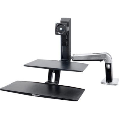 Ergotron WorkFit-A with Suspended Keyboard, Single HD - Up to 27" Screen Support - 25 lb (11339.81 g) Load Capacity - Flat Panel Display Type Supported - 10.55" (267.97 mm) Height x 35.80" (909.32 mm) Width x 36" (914.40 mm) Depth - Desktop - Polished - Aluminum - Black ded Keyboard Single HD.Ideal f or corner workstatio