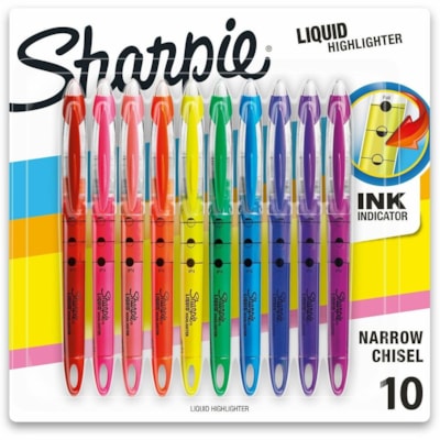 Sharpie Accent Highlighter - Liquid Pen - Micro Chisel Marker Point - Assorted Ink - Pigment-based - 10 / Set ASSORTED COLOURS  HIGHLIGHTER 