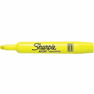 Sharpie Highlighter - Tank - Chisel Marker Point - Fluorescent Yellow Ink - 1 Each CHISEL POINT WASHABLE INK MAJOR ACCENT
