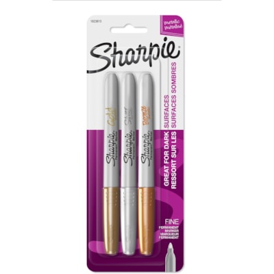 Sharpie Metallic Fine Point Permanent Marker - Fine Marker Point - Gold, Silver, Bronze Ink - Alcohol Based - 3 / Set FINE BRONZE  SILVER  GOLD 