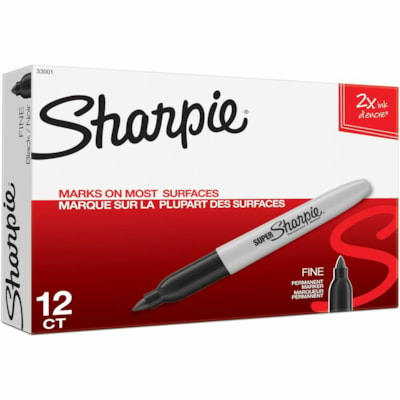 Sharpie Super Permanent Marker - Fine, Bold Marker Point - Black Ink - 1 Dozen PERMANENT INK WRITES ON MOST SURFACE NON-TOXIC