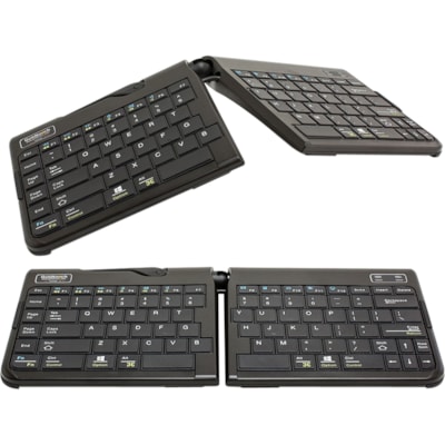 Goldtouch Go 2 Bluetooth Mobile Keyboard - Wireless Connectivity - Bluetooth - USB Interface - English, French - Computer, Notebook, Tablet, Workstation, Smartphone, Ultrabook, Smart TV - PC, Mac - Black  - Bluetooth (w/ USB-A Chargin g Cord) - Dual PC &