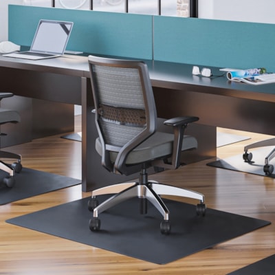 Deflecto Black EconoMat for Hard Floors - Hard Floor, Office, Carpeted Floor, Breakroom - 60" (1524 mm) Length x 46" (1168.40 mm) Width - Rectangular - Vinyl - Black - 1 Each 46"X60" RECTANGULAR BLACK- NON-STUDDED