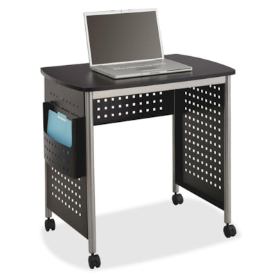 Safco Scoot Sit-Down Contemporary Design Workstation - 32.5" (825.50 mm) Height x 29.8" (755.65 mm) Width x 22" (558.80 mm) Depth - Material: Steel, Fiberboard - Finish: Gray, Laminate - Locking Casters, Stain Resistant, Scuff Resistant BLACK 