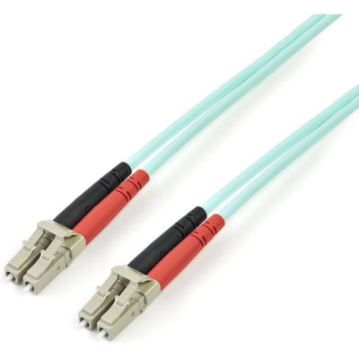 StarTech.com 3m (10ft) LC/UPC to LC/UPC OM3 Multimode Fiber Optic Cable, Full Duplex 50/125 Zipcord, 100G, LSZH Fiber Jumper Cord - 3m (9.8ft) OM3 Multimode LC/LC-UPC Fiber Cable; 1/10/40/100 Gbps Full Duplex; 50/125um Core w/ Aramid Sheath; Bandwidth: 2000MHz·km at 850nm w/ VCSEL source; Outer Diam  CABL 