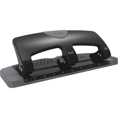 Swingline SmartTouch Low-Force 3-Hole Punch - 3 Punch Head(s) - 20 Sheet - 9/32" (7.11 mm) Punch Size - Metal - 4.50" (114.30 mm) x 12" (304.80 mm) x 4.40" (111.76 mm) - Black, Gray 3-HOLE PUNCH 20 SHEET CAPACITY