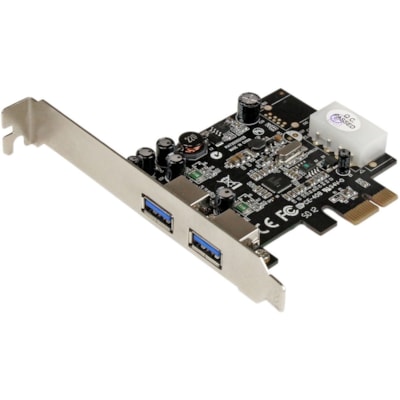 StarTech.com 2 Port PCI Express (PCIe) SuperSpeed USB 3.0 Card Adapter with UASP - 5Gbps - LP4 Power - Add 2 SuperSpeed USB 3.0 ports to your PCI Express-enabled PC - 2 Port PCI Express (PCIe) SuperSpeed USB 3.0 Card Adapter with UASP - LP4 Power - Dual Port USB 3.0 PCIe Controller - Dual Profile PC  BOPT 