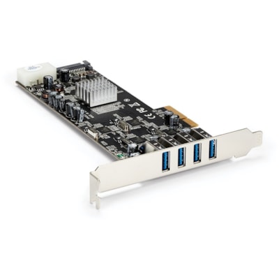 StarTech.com 4 Port PCI Express (PCIe) SuperSpeed USB 3.0 Card Adapter w/ 4 Dedicated 5Gbps Channels - UASP - SATA/LP4 Power - Add four USB 3.0 ports with four independent channels, LP/SATA power, and charging support to your PC through a PCI Express slot - 4 Port PCIe SuperSpeed USB 3.0 Card w/ 4 D ur independent channels  LP/SA TA power  and chargi