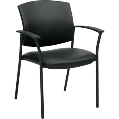 Offices To Go® Ibex Guest Chairs - Black Seat Color - Black Back Color - Black Frame Color - Steel Frame Material - Black - Bonded Leather BONDED LEATHER 