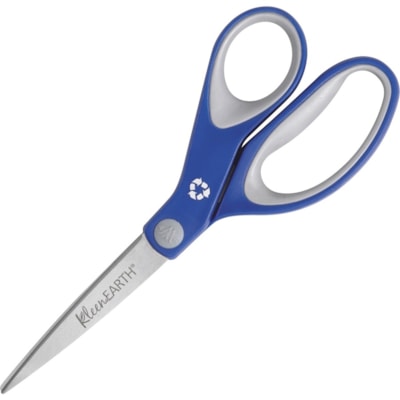 Westcott KleenEarth 8" Soft Handle Scissors - 8" (203.20 mm) Overall Length - Left/Right - Stainless Steel - Straight Tip - Blue - 1 Each BLUE 
