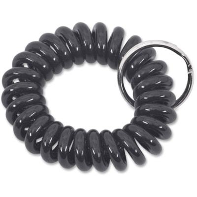 Merangue Key Ring Coil Wrist Bands - Plastic - Black - 3 / Pack PLASTIC COIL WRIST BAND SPLIT KEYRING