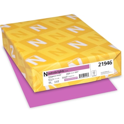 Astrobrights Color Copy Paper - Outrageous Orchid - Letter - 8 1/2" (215.90 mm) x 11" (279.40 mm) - 24 lb (10886.22 g) Basis Weight - Smooth - Acid-free, Lignin-free, Fade Resistant - Outrageous Orchid - 500 / Pack FSC LASER INKJET GUARANTEED OUTRAGEOUS ORCHID