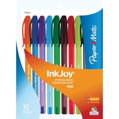 Paper Mate Inkjoy 100 - Refillable - Purple, Black, Mocha, Orange, Red, Magenta, Blue, Turquoise, Green, Lime Ink - Transparent Black, Transparent Orange, Transparent Red, Transparent Magenta, Transparent Blue, Transparent Turquoise, Transparent Green, Transparent Purple, Transparent Mocha, Transpar  