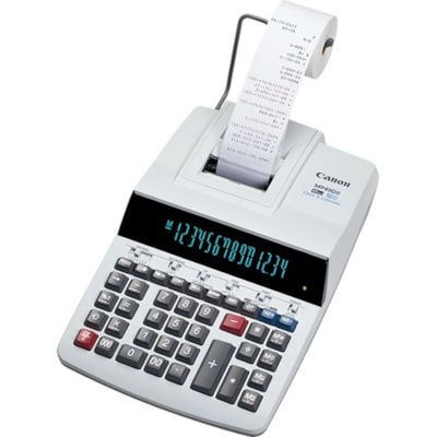 Canon MP49DII Printing Calculator - Dual Color Print - Ribbon - Black/Red Print - 4.8 lps - Heavy Duty, Extra Large Display, Auto Power Off, Clock, Calendar, Sign Change, Item Count, Power Save Mode - 14 Digits - Fluorescent - AC Supply Powered - 3.4" Height x 8.9" Width x 14.1" Length - Desktop 14-DIGIT DISPLAY 