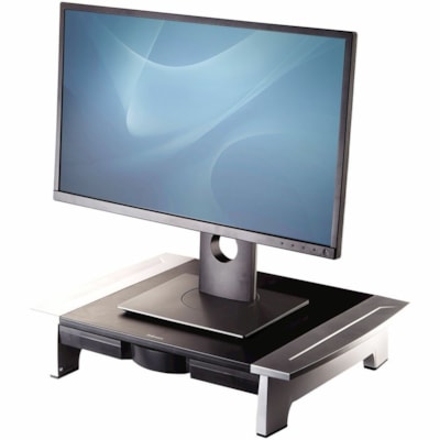 Fellowes Office Suites Monitor Riser - Up to 21" (533.40 mm) Screen Support - 80 lb (36287.39 g) Load Capacity - 4.19" (106.43 mm) Height x 19.88" (504.95 mm) Width x 14.06" (357.12 mm) Depth - Desktop - High Performance Steel (HPS) - Black, Silver MONITOR RISER 