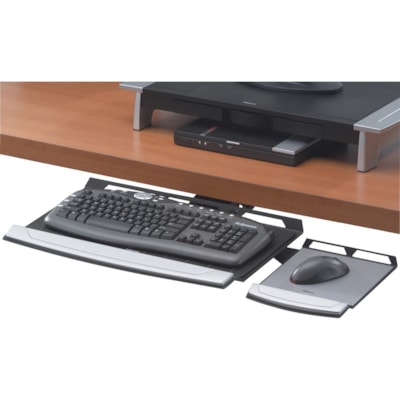 Office Suites(tm) Keyboard Tray - 2" (50.80 mm) Height x 30.3" (768.35 mm) Width x 13.9" (352.55 mm) Depth - Black - Steel - 1 RAWER h mouse tray - black
