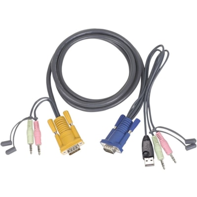 IOGEAR Multimedia USB KVM Cable - 3.05m n-One USB KVM Cable B-15  mini-phone ste