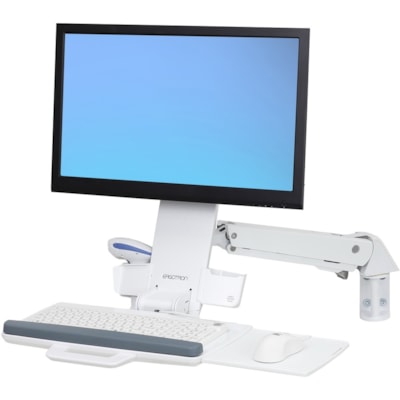 Ergotron StyleView Mounting Arm for Monitor, Keyboard, Bar Code Reader, Mouse - Height Adjustable - 24" Screen Support - 29.10 lb (13200 g) Load Capacity - 75 x 75, 100 x 100 - VESA Mount Compatible - Aluminum, Plastic M  NO WORKSURFACE  BRIGHT WHIT E TEXTURE