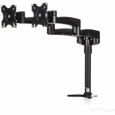 StarTech.com Desk Mount Dual Monitor Arm, Dual Articulating Monitor Arm, Height Adjustable, For VESA Monitors up to 24" (29.9lb/13.6kg) - Mount two displays on your desk or through a grommet with this desk mount dual monitor arm - Dual articulating monitor arms - Full range of motion - Adjustable he  MNT 