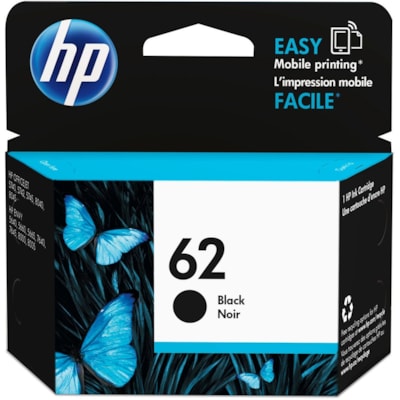 HP - Cartouche jet d'encre 62 D'origine Jet d'encre - Packet unique - Noir - 1 chaque - Jet d'encre - 1 Unité HP ENVY 5540 5640 OJ 5740 200 PAGES