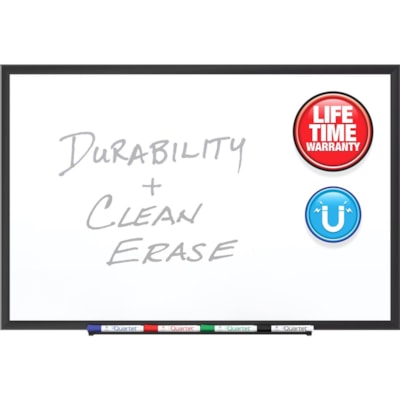 Quartet DuraMax Classic Whiteboard - 60" (1524 mm) Width x 36" (914.40 mm) Height - White Porcelain Surface - Black Aluminum Frame - Rectangle - Horizontal/Vertical - Magnetic - 1 / Each PORCELAIN CLASSIC PREMIUM BLACK FRAME