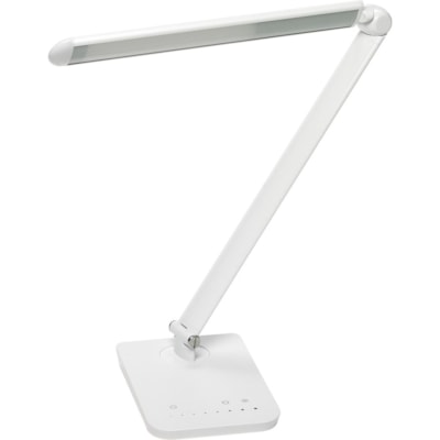 Safco Vamp LED Flexible Light - 16.75" (425.45 mm) x Height 5" (127 mm) Width - LED Bulb - Dimmable, Flexible Neck, USB Charging, Adjustable Brightness - 550 lm Lumens - ABS Plastic, Aluminum - Desk Mountable - White 9W  550 LUMENS  8 LIGHT LEVELS USB CHARGING PORT