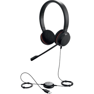 Jabra Evolve 20 Microsoft Lync Stereo - Stereo - USB - Wired - Over-the-head - Binaural - Supra-aural - Noise Cancelling Microphone - Noise Canceling - Black  