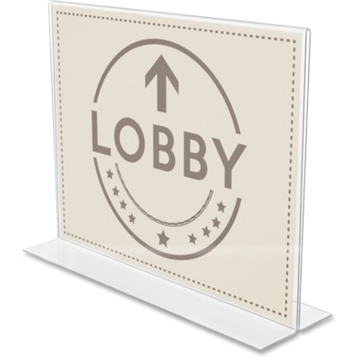 Deflecto Anti-Glare Double-sided Sign Holder - Landscape - 8.70" (220.98 mm) Height x 11.10" (281.94 mm) Width x 3.30" (83.82 mm) Depth - Acrylic - Clear - Anti-glare, Scratch Resistant, Durable, Double-sided, Heavy Duty - 1 Each DOUBLE-SIDED - LANDSCAPE 11"W X 8-1/2"H X 2-1/2"D