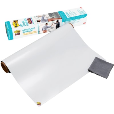 Post-it® - Rouleau effaçable à sec DEF3X2 - Surface Blanc - largeur de 24 po (609,60 mm) x longueur de 36 po (914,40 mm) - Film Blanc - Rectangle - Souple, Ant-tache, Autocollant - 1 / emballage DEF3X2-C  .609 M X .914 M 