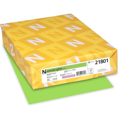 Astrobrights - Papier couleur 21801 - format lettre - 8 1/2 po (215,90 mm) x 11 po (279,40 mm) - 24 lb (10886,22 g) Poids de Base - Lisse - Green Seal - Heavyweight, Sans acide, Sans lignine, Résistant à la décolaration - 500 / Ramette FSC LASER JET D'ENCRE GARANTIE GREEN MARTIAN