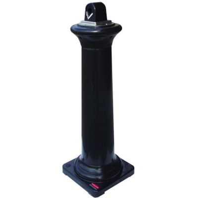 Rubbermaid Commercial 9W30 GroundsKeeper Tuscan Receptacle - 38.4" (975.36 mm) Height x 13" (330.20 mm) Width - Galvanized Steel, Steel, Plastic - Black - 1 GROUNDSKEEPER TUSCAN BLACK