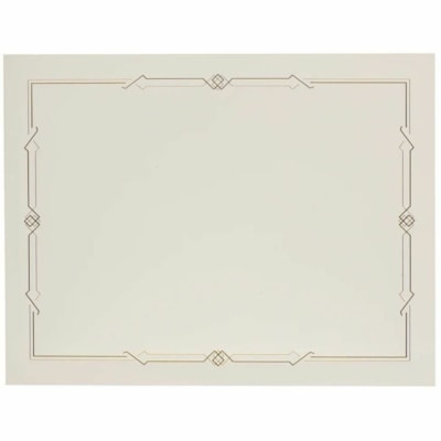 St. James® Linen Certificates with Foil - 8.50" (215.90 mm) Width x 11" (279.40 mm) Length - Laser, Inkjet Compatible - Ivory, Gold with Gold Border - Linen Paper - 15 / Pack  GOLD FOIL ON LINEN PAPER GATSBY STYLE - 15/PK