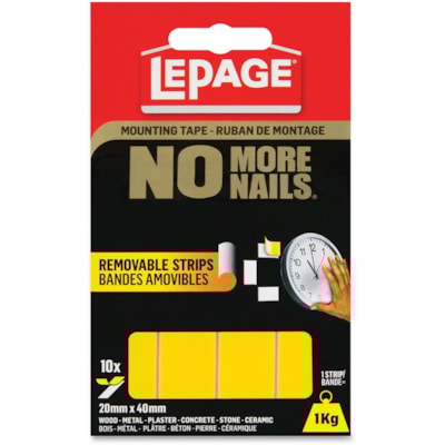LePage No More Nails Removable Tape Permanent Strips - 1.57