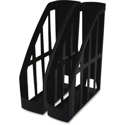 Storex Recycled Magazine Holders - 11.20" (284.48 mm) Height x 4" (101.60 mm) Width x 9.50" (241.30 mm) Depth - Plastic - Black - 2 / Pack 100% POST CONSUMER - BLACK 2 PACK