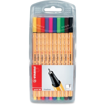 Stabilo - Stylos à pointe fine Point 88 - Fine Pointe de stylo - Ink Variées - Encre à base d'eau - Métal Pointe - 10 / emballage EMBALLAGE DE 10 