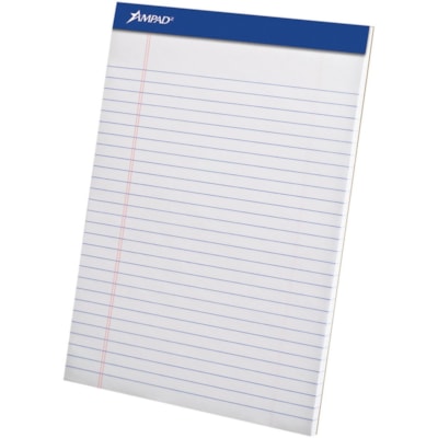 Bloc de papier Ampad - 50 Feuilles - format lettre - format 8 1/2 po (215,90 mm) x 11 po (279,40 mm) - hauteur de 11,75 po (298,45 mm) x largeur de 8,50 po (215,90 mm) - Paper Blanc - Microperforé, Rigide, Support bloc, Facile à déchirer - 1 chaque 8.5"X11.75" WIDE RULE 50SHT/PD 