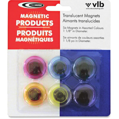 Filemode - Aimants ronds translucides colorés - 6 - diamètre de 1,13 po (28,58 mm) - Rond - Translucide - Variées - 6 / emballage ASSORTED COLOURS 