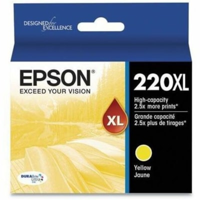 Epson DURABrite Ultra 220XL Original High Yield Inkjet Ink Cartridge - Yellow - 1 Pack - 450 Pages nk Cartridge Large Capacity w/ Sensormatic  WF-2630