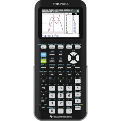 Texas Instruments TI-84 Plus CE Graphing Calculator - Impact Resistant Cover, Clock, Date/Time Display - Battery Powered - Battery Included HIGH-RES  FULL-COLOR BACKLIT ALLOWED ON SAT/ACT/AP/IB EXAMS