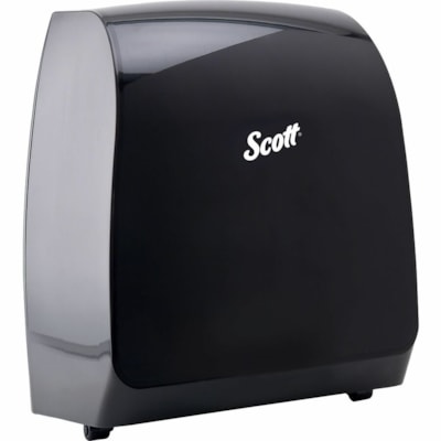 Scott Pro Manual Hard Roll Towel Dispenser - Roll Dispenser - 16.44" (417.58 mm) Height x 12.66" (321.56 mm) Width x 9.18" (233.17 mm) Depth - Black - Translucent, Durable, Key Lock - 1 Each BLACK WITH BLUE CORE 