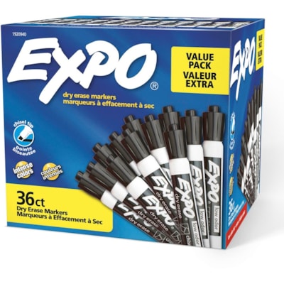 Expo Low-Odor Dry Erase Chisel Tip Markers - Chisel Marker Point - Black Ink - 36 / Pack  
