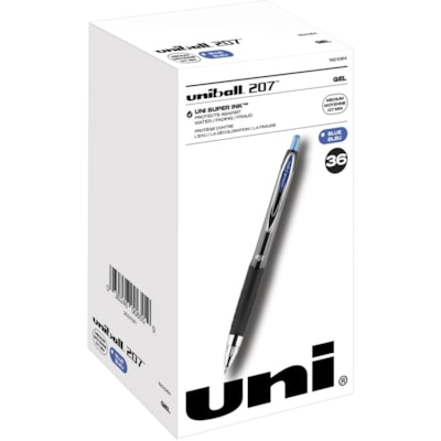 uniball(tm) 207 Gel Pen - 0.7 mm (0.03") Medium Pen Point - Refillable - Retractable - Blue Ink - Gel-based - 36 / Pack  