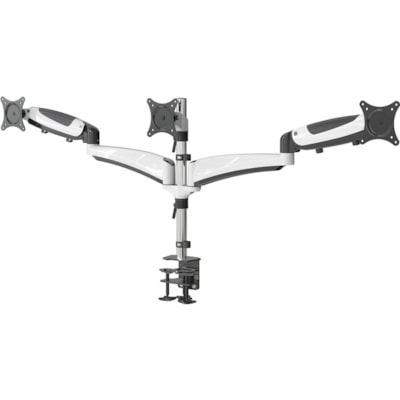 Amer Mounts Hydra3 Clamp Mount for Flat Panel Display, Curved Screen Display - Black, Chrome, White - Height Adjustable - 3 Display(s) Supported - 15" to 28" Screen Support - 52.91 lb (24000 g) Load Capacity - 100 x 100, 75 x 75 - VESA Mount Compatible - Steel, Aluminum Alloy, Plastic - 1 CULATING ARMS 
