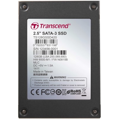 Transcend 128 GB Solid State Drive - 2.5" Internal - SATA (SATA/600) - 560 MB/s Maximum Read Transfer Rate - 3 Year Warranty TA3  MLC  WIDE TEMP - Complian t with RoHS 2.0 stan