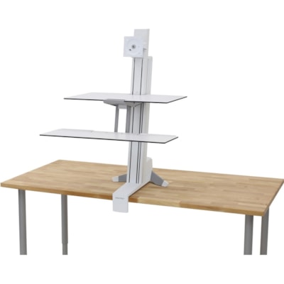 Ergotron WorkFit-S, Single HD with Worksurface+ (White) - Up to 30" Screen Support - 29 lb (13154.18 g) Load Capacity - Desktop - Aluminum, Plastic, Steel - White n for Mid-Size Monitor  HD  wi th Worksurface and L