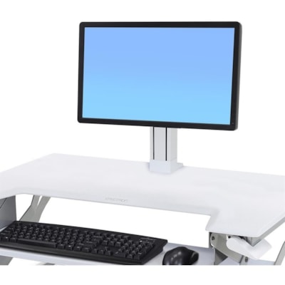 Ergotron WorkFit Cart Mount for LCD Display - White - 1 Display(s) Supported - 27" Screen Support - 16 lb (7257.48 g) Load Capacity - 100 x 100, 75 x 75 (White)  Holds display above w orksurface  freeing