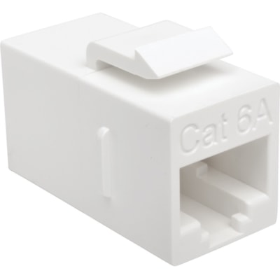 Tripp Lite series Cat6a Straight-Through Modular In-Line Snap-In Coupler (RJ45 F/F) - 1 x RJ-45 Network Female - 1 x RJ-45 Network Female - Gold Contact - White   In-Line Snap-In Coupler  (RJ4 5 F/F)  TAA - Connec