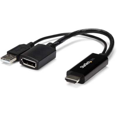 StarTech.com HDMI to DisplayPort Adapter - 4K 30Hz - HDMI to DisplayPort Converter - Compact HDMI to DP Adapter - USB-Powered - Connect an HDMI laptop or desktop to a DisplayPort monitor, using this compact, USB-powered adapter - HDMI to DisplayPort Adapter - HDMI to DisplayPort Converter - HDMI to   ADAP 